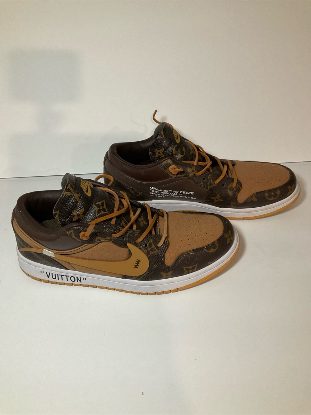 Nike Brown & Tan Monogram-Style Low-Top Sneakers